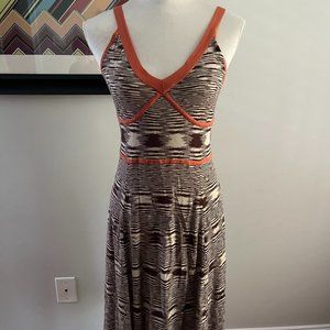 BCBG Brown/Orange Retro Knit Dress M